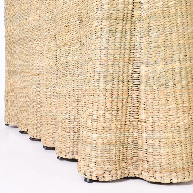 Tan Drapery Flat Back Woven Console For Sale - Image 8 of 8