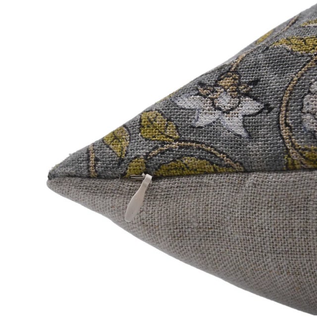 Art Deco Fabdivine Handcrafted Block Print Cushion Cover 14x20 Inch Thick Linen-Merakhi For Sale - Image 3 of 3