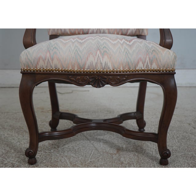 Pair Baker French Louis XIV Style Upholstered Chairs For Sale In Philadelphia - Image 6 of 12
