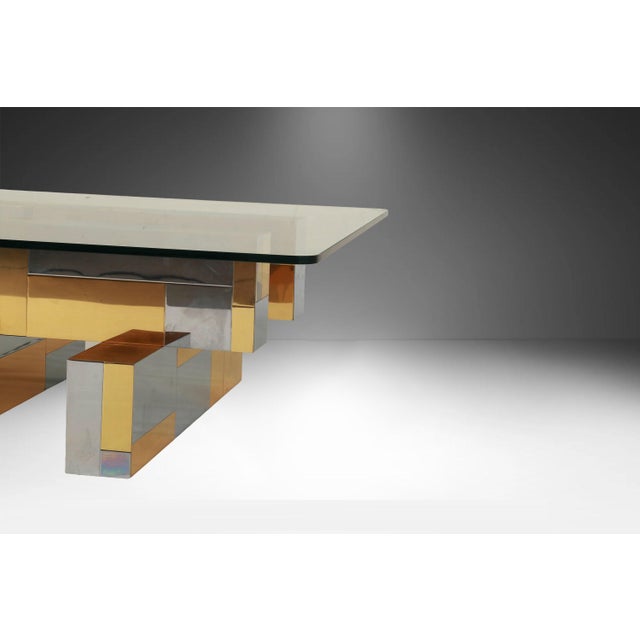 Mid Century Modern Attributed to Paul Evans Cityscape Brass Chrome Glass Coffee Table For Sale - Image 12 of 12