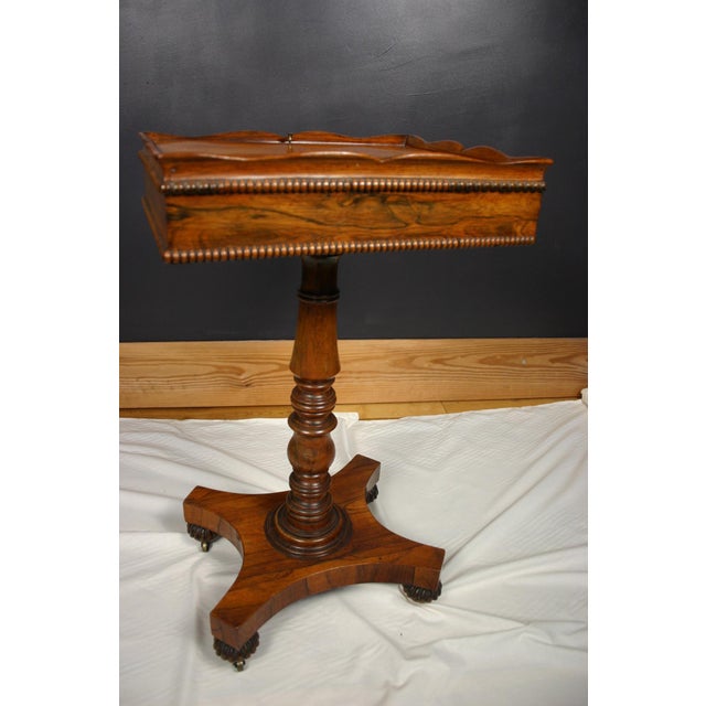 Victorian Rosewood Teapoy on Turned Pedestal Base, England, 1850s For Sale - Image 11 of 15