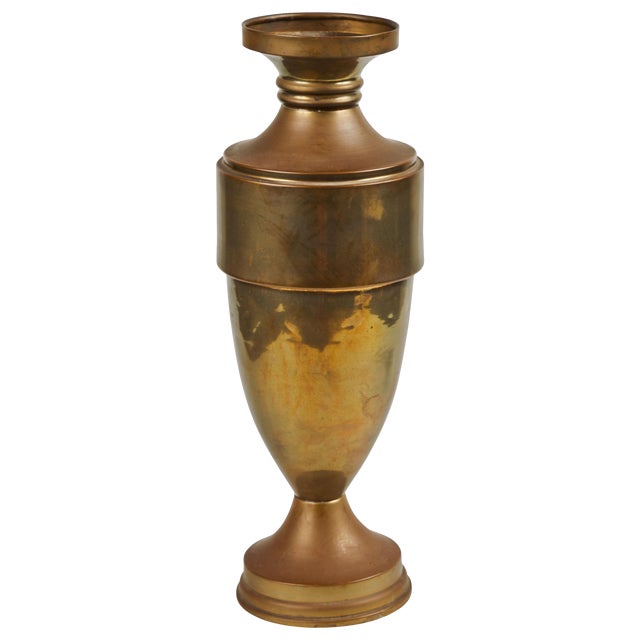 Brass Vase Brass Urn or Vase With Dark Bronze Like Patina on Weighted 