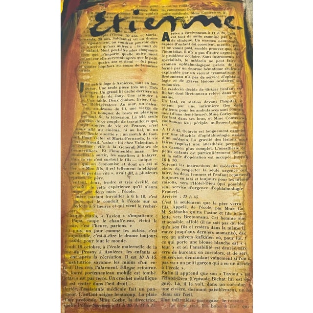 Paint Etienne Ret Mixed Media Portrait of a Newsboy C.1974 For Sale - Image 7 of 10