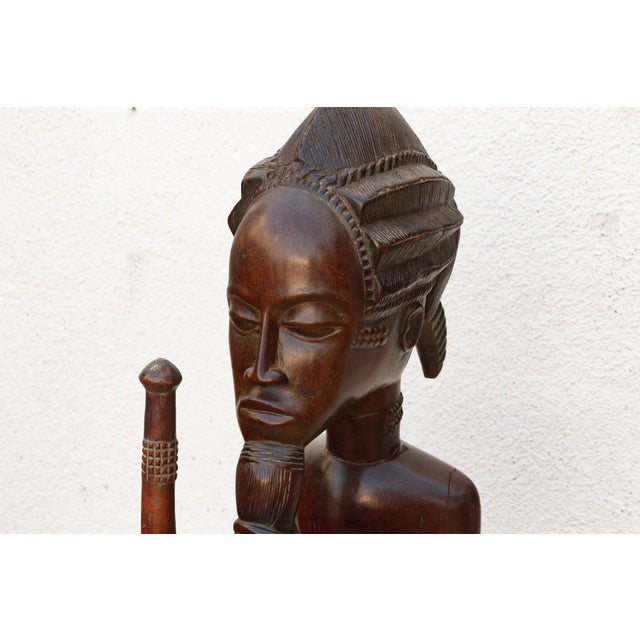 Handcarved African Chokwe Chief Figure For Sale - Image 4 of 10