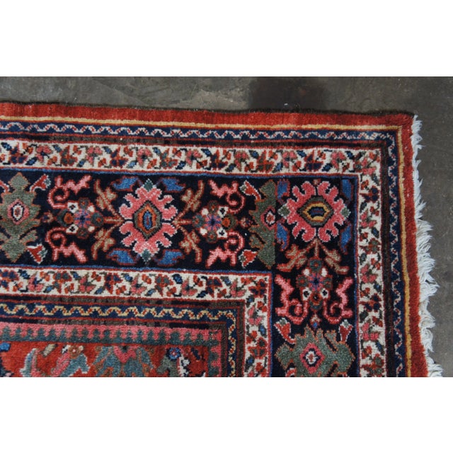 Textile Large Vintage Hand Knotted Oriental Geometric Wool Area Rug Carpet 10' X 14' For Sale - Image 7 of 12