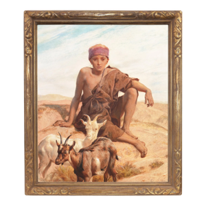 'A Young Goatherd' by Frederick Goodall, Royal Academy, 1888, Orientalism, Egypt, Algeria, Morocco, Royal Academy, Benezi