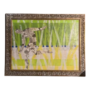 Contemporary Original Wayne Cunningham Running Man Abstract Collage / Painting