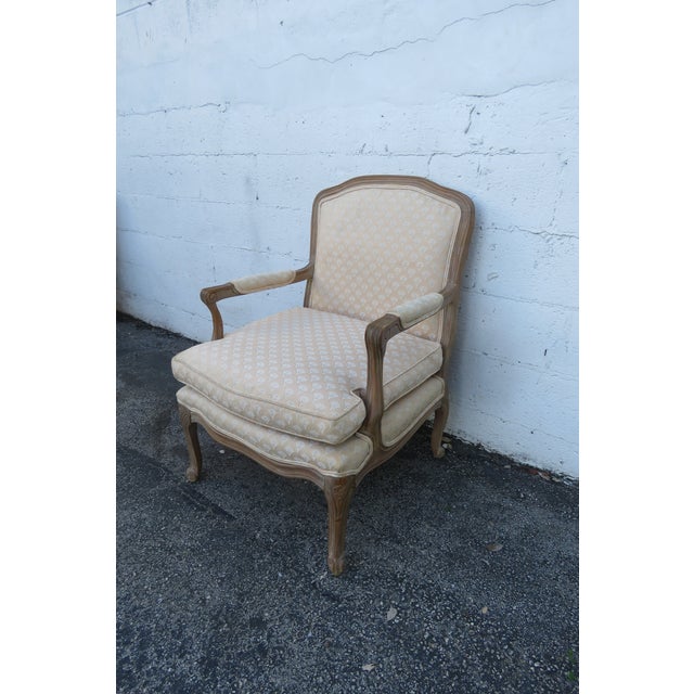 French White Wash Large Side Chairs a Pair and One Ottoman 6207 For Sale - Image 15 of 18