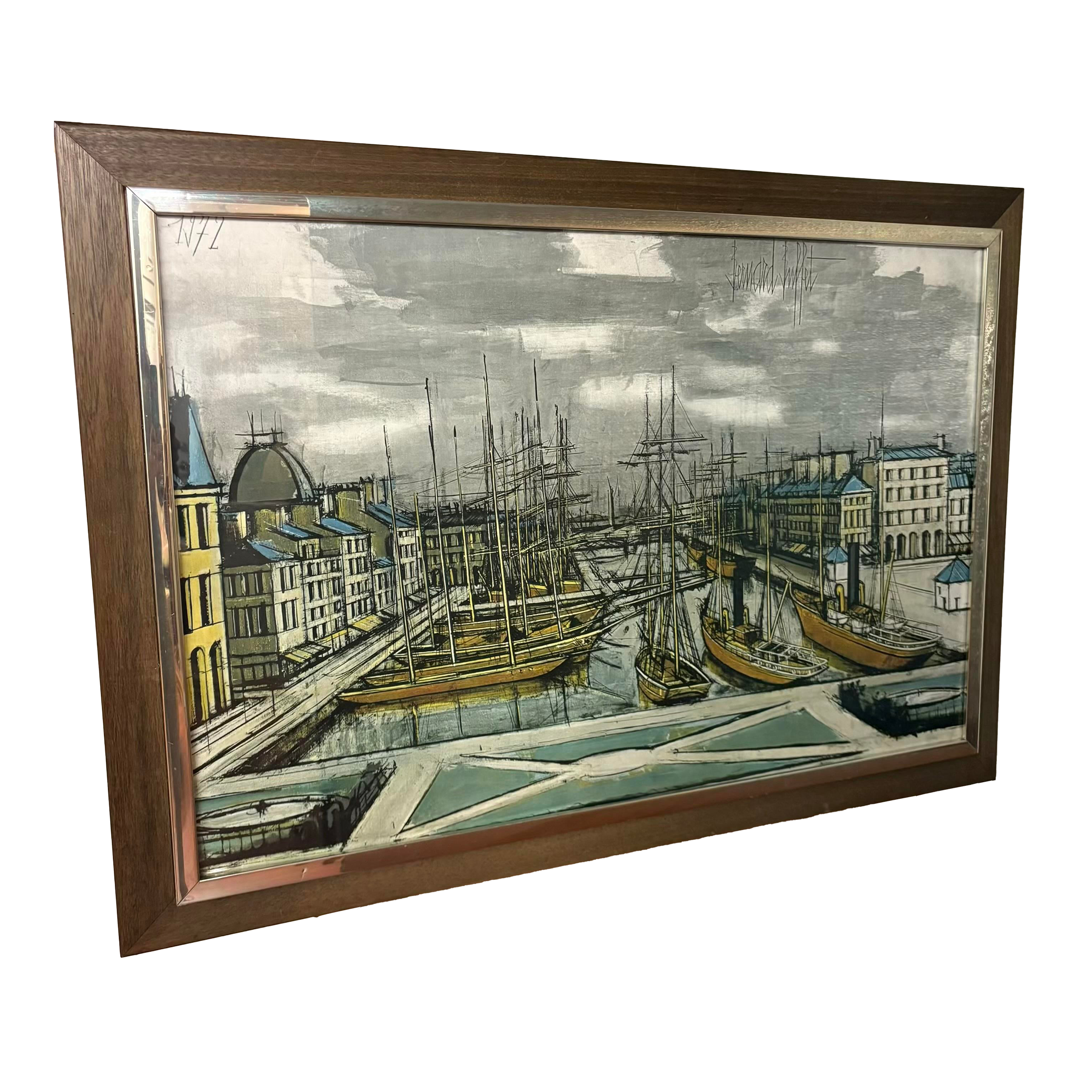 Bernard Buffet “Le Havre” Harbor Scene Lithograph, 1972 | Chairish