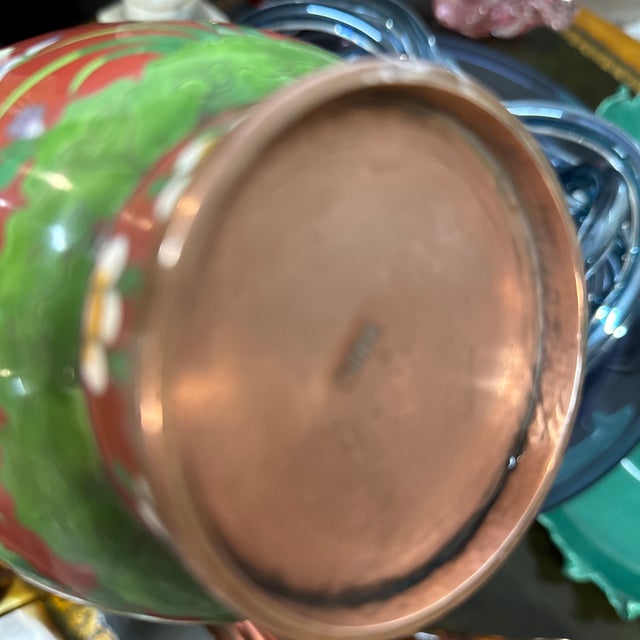 Metal Cloisonné Floral Vases Pair For Sale - Image 7 of 8