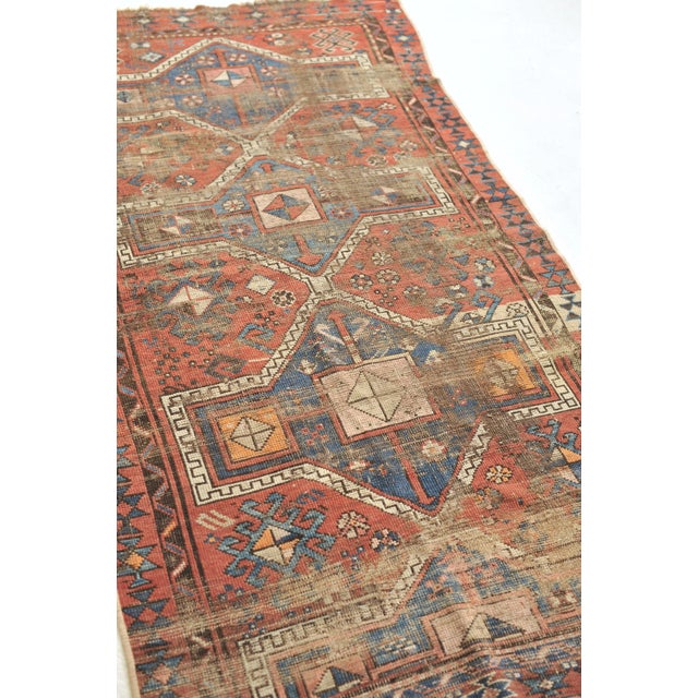 Textile Antique Turkish Tribal Geometric Distressed Rug, 3.7 x 6.6 For Sale - Image 7 of 11