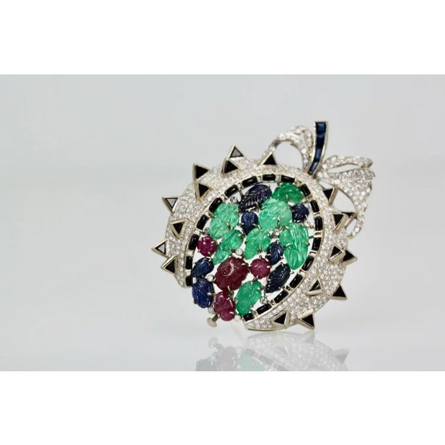Contemporary 1970s Tutti Frutti 18k Brooch Pendant For Sale - Image 3 of 10