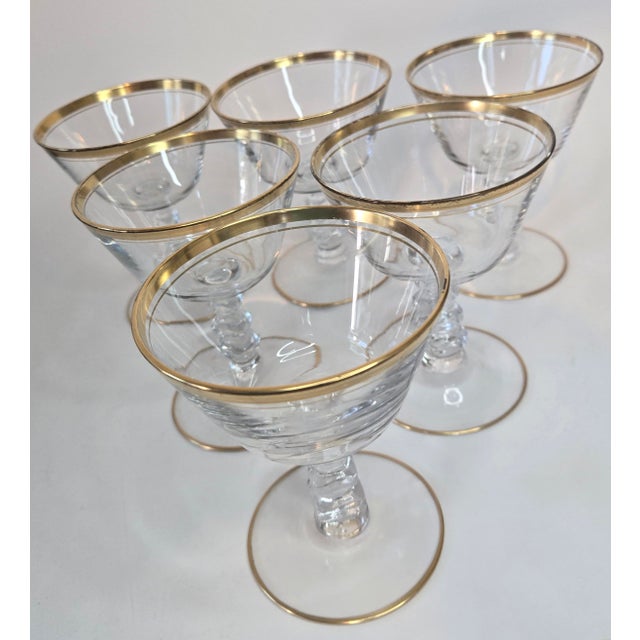 Zing, zang and zoom- this'll fix your gloom! A half dozen tall champagne coupes with faceted bead stems and a gorgeous...