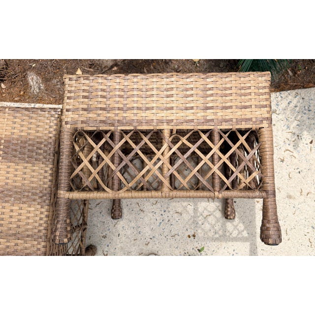2020s Pair of Woven Rattan Style Ottomans For Sale - Image 5 of 12