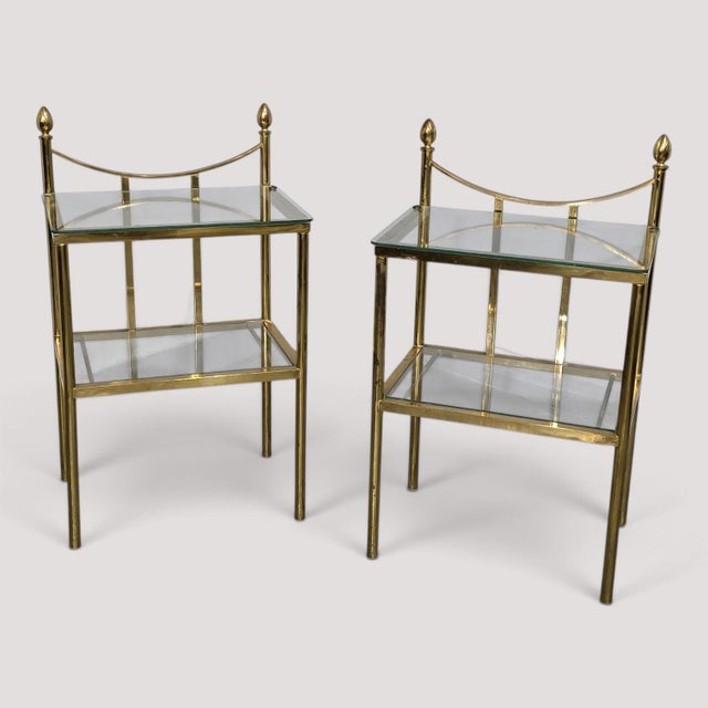 Brass and Glass Side Tables, 1930, Set of 2 For Sale - Image 13 of 13