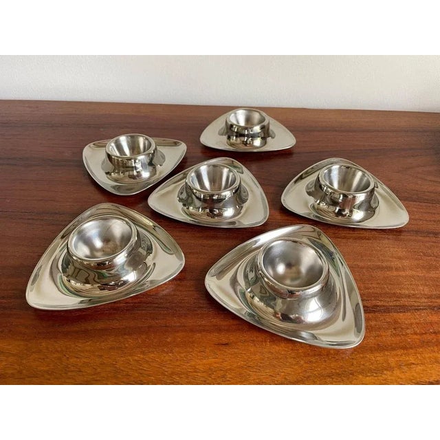 Metal Bauhaus Egg Cups by Prof. Wagenfeld for WMF, Germany, 1950s, Set of 6 For Sale - Image 7 of 8