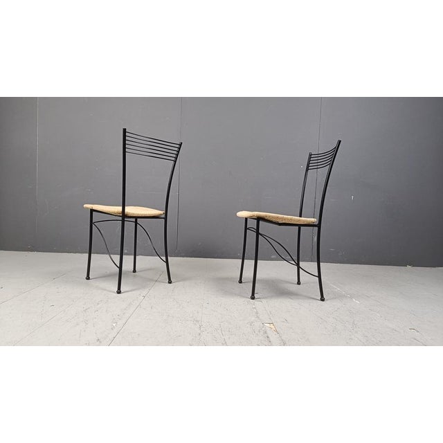 Vintage Italian Bistro and Papercord Dining Chairs, 1980s, Set of 8 For Sale - Image 10 of 12