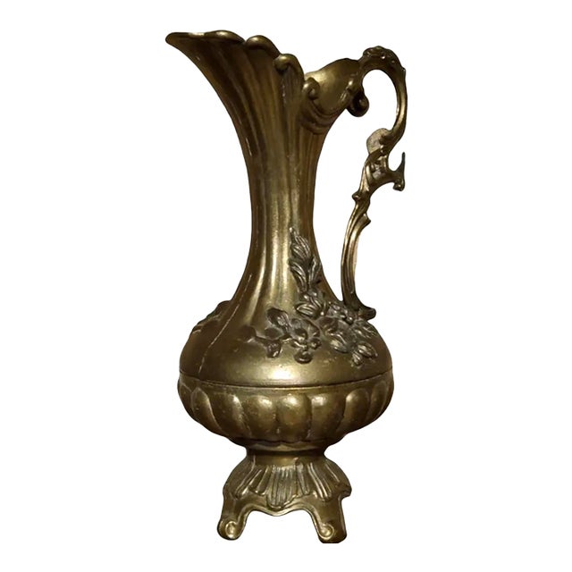 Vintage Brass Handmade Italian Vase For Sale