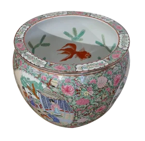 Canton Porcelain Aquarium Pot, China, 19th Century