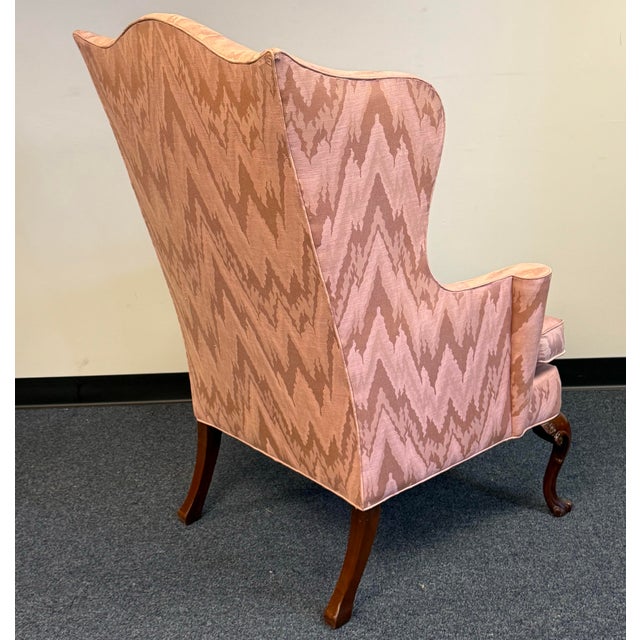 1980s Southwood Traditional Wingback Chair With Carved Cabriole Legs - For Reupholstery For Sale - Image 5 of 12