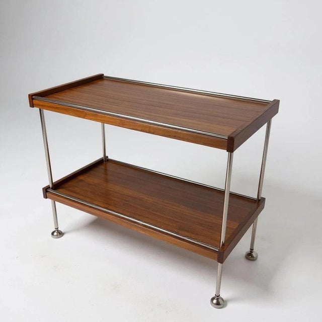Vintage Teak & Chrome Drinks Cart For Sale - Image 4 of 9