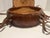 Wood Antique Ethiopian Agelgil Woven Rattan & Leather Covered Basket 10" Diameter For Sale - Image 7 of 11