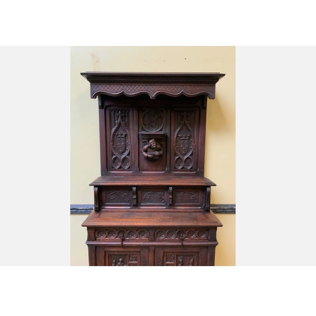 Wood Antique Neo-Gothic Cabinet, 1880 For Sale - Image 7 of 17
