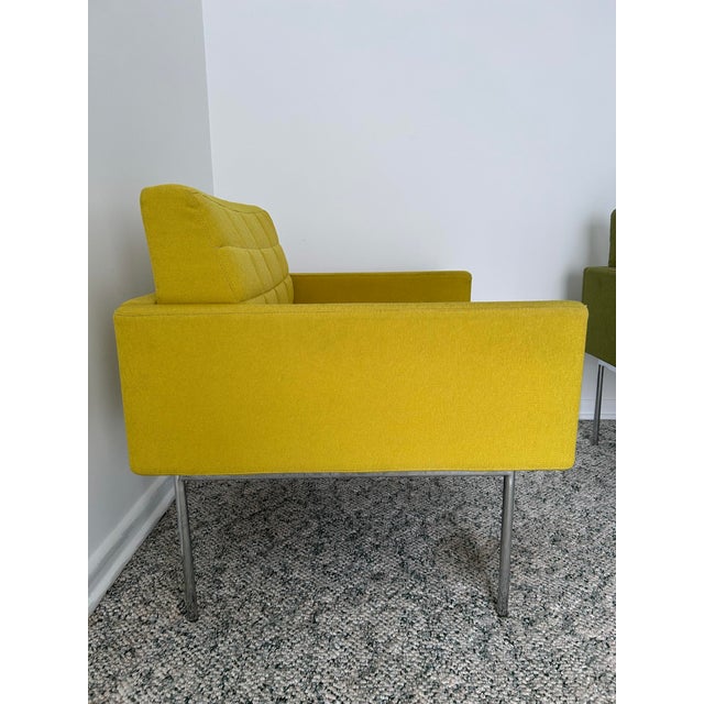 Herman Miller Attributed to BassamFellows for Geiger Tuxedo Club Chairs (Pair) and Bench For Sale - Image 4 of 10