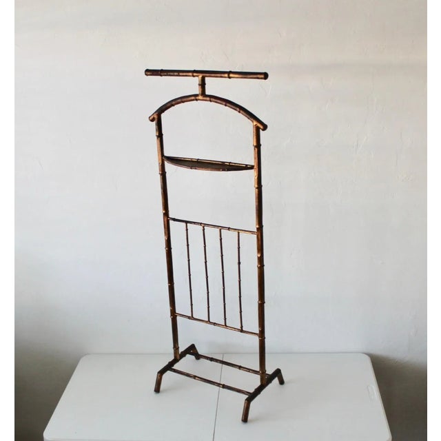 Faux Bamboo Italian Gilt Painted Valet Stand Mid Century For Sale - Image 12 of 13