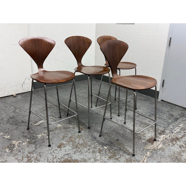 Mid-Century Modern Norman Cherner for Cherner Chair Company Cherner Counter Stools, Set of Four For Sale - Image 3 of 12