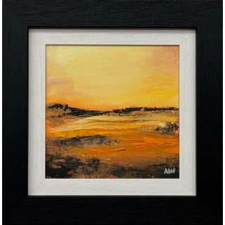 Black Orange & Golden Yellow Abstract Landscape by Contemporary British Artist 2025 For Sale