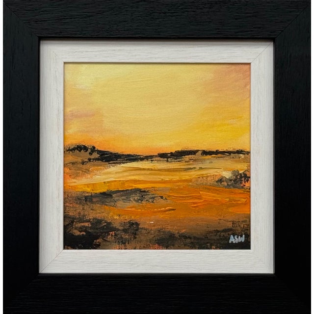 Black Orange & Golden Yellow Abstract Landscape by Contemporary British Artist 2025 For Sale