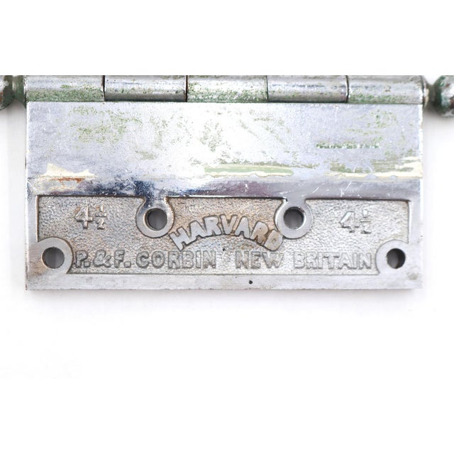 Pair of Antique 4.5 X 4.5 In. Nickel Plated Brass Corbin Door Hinges For Sale - Image 4 of 5