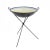 A one of a kind Mid-Century serving bowl resting on a tripod base. The inside of the bowl is covered in black, white,...