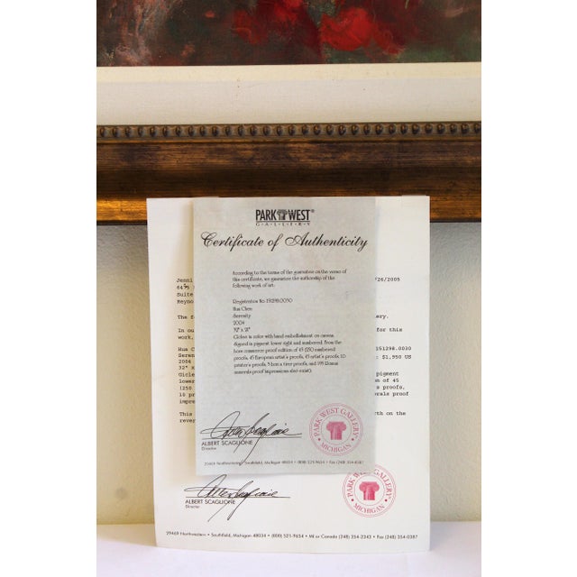 Hua Chen "Serenity" Hand-Embellished Artist's Proof Giclée on Canvas, 2004, Bronze Frame For Sale - Image 13 of 15
