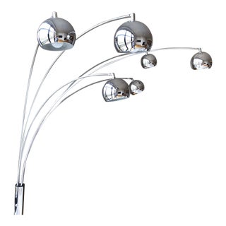 Mid-Century Chrome & Marble Floor Lamp For Sale