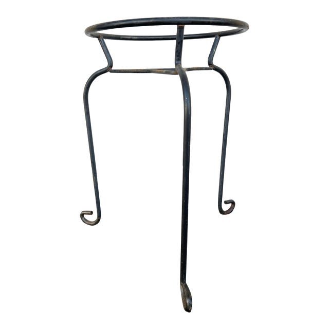 Vintage Wrought Iron Three Legged Plant Stand For Sale
