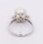 Contemporary 11mm White Cultured Pearl and Round Cut Diamonds in Filigree Platinum Ring Size 7.25 For Sale - Image 3 of 7