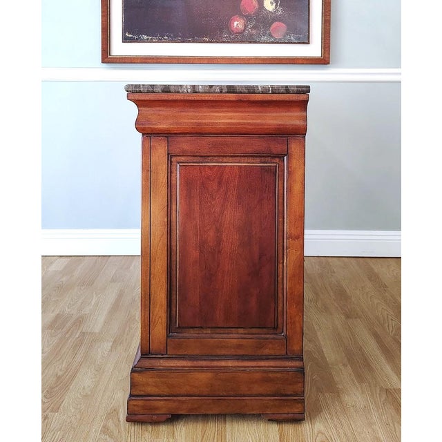 Burl and Mahogany Wood Louis Philippe Chest / Commode With Marble Top by Ethan Allen For Sale - Image 12 of 14