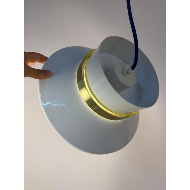 Danish High-Gloss White Brass Pendant Lamp For Sale - Image 9 of 11