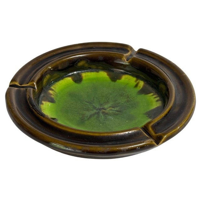 Ceramic Vide Poche from France 1960 Multicolor Color, Rond Shape Brown and Green