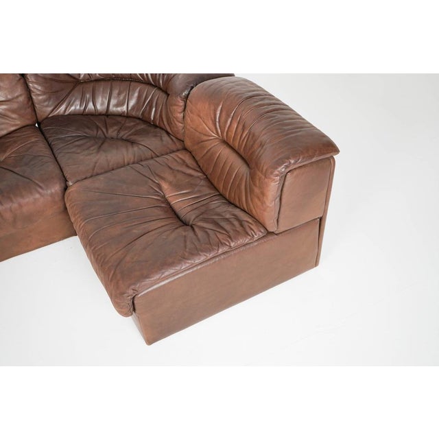 Vintage Modular DS 11 Leather Sofa from de Sede, 1970s, Set of 7 For Sale - Image 11 of 18