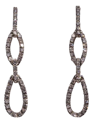 The 126th Street: Diamond Dangler Earrings in White Gold, 2 Pieces