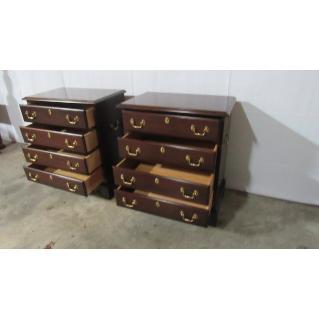 Brown 1980s Pair White Mahogany Nightstands Bachelors Chests For Sale - Image 8 of 9