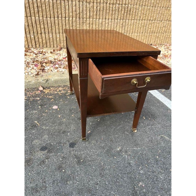 Brown Mersman Furniture Vintage Federal Style Mahogany 2 Tier Side Table on Casters For Sale - Image 8 of 9