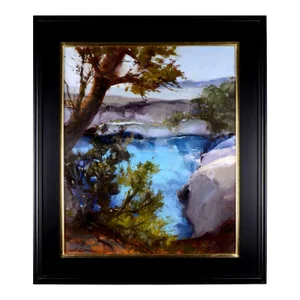Howard Carr "Blue Water Inlet" Expressionist Oil Painting on Linen, Framed