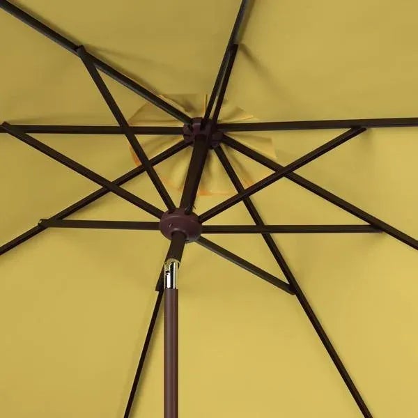 Safavieh Outdoor UV Resistant Ortega 9 ft Auto Tilt Crank Umbrella - Yellow For Sale - Image 4 of 5