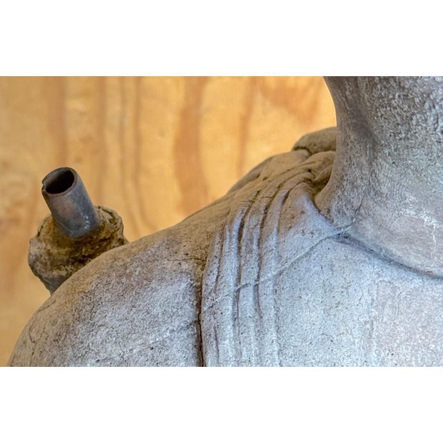 Art Deco WPA Style Cast Stone Garden Flag Bearer Statue of a Handsome Navy Sailor For Sale - Image 3 of 11