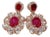 Bochic “Orient” Retro Ruby & White Topaz Earrings Set In 18K Gold & Silver, 2 pieces For Sale
