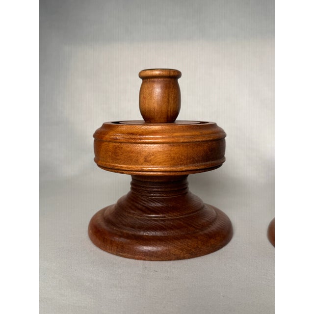 Mid 20th Century Mid Century Modern Solid Wood Turned Taper Candleholders, a Pair For Sale - Image 5 of 12